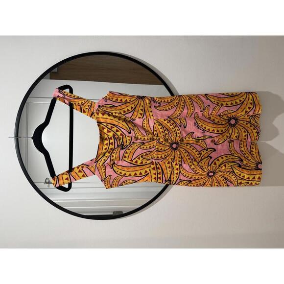 FARM Rio Banana Pitta Dress Women’s Medium – Pink Multi Linen Button Down Mini - Picture 3 of 8